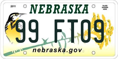 NE license plate 99FT09