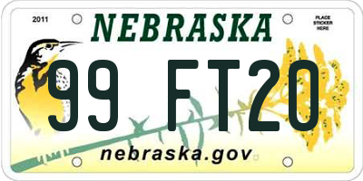 NE license plate 99FT20