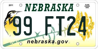 NE license plate 99FT24