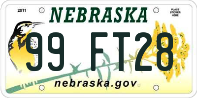 NE license plate 99FT28