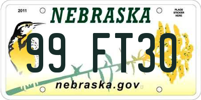 NE license plate 99FT30