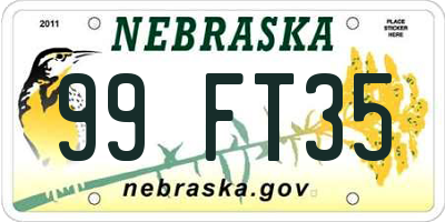 NE license plate 99FT35