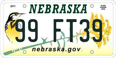 NE license plate 99FT39