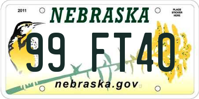 NE license plate 99FT40