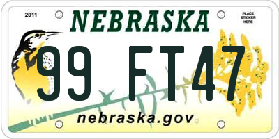 NE license plate 99FT47