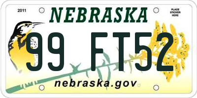 NE license plate 99FT52