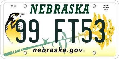 NE license plate 99FT53