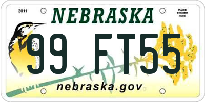 NE license plate 99FT55