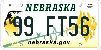 NE license plate 99FT56