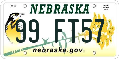 NE license plate 99FT57
