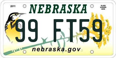 NE license plate 99FT59