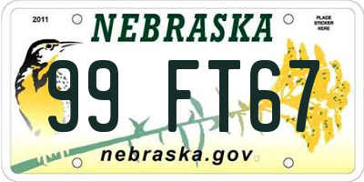 NE license plate 99FT67