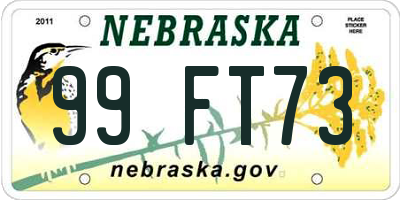 NE license plate 99FT73