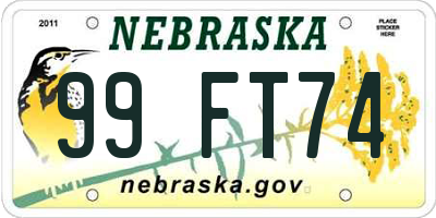 NE license plate 99FT74