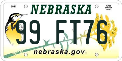 NE license plate 99FT76