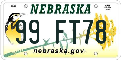 NE license plate 99FT78