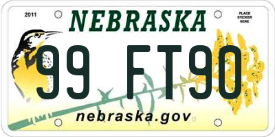 NE license plate 99FT90