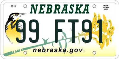 NE license plate 99FT91