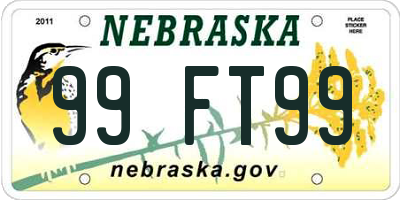 NE license plate 99FT99