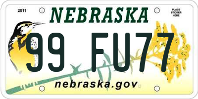 NE license plate 99FU77