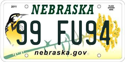 NE license plate 99FU94