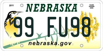 NE license plate 99FU98