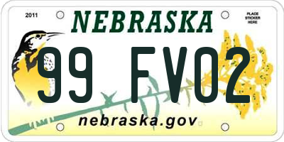 NE license plate 99FV02