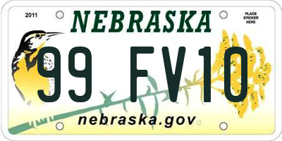 NE license plate 99FV10