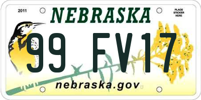 NE license plate 99FV17