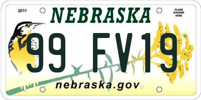 NE license plate 99FV19