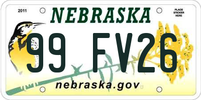 NE license plate 99FV26