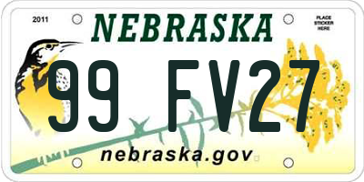 NE license plate 99FV27