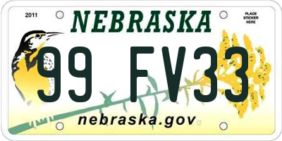 NE license plate 99FV33