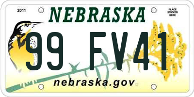 NE license plate 99FV41