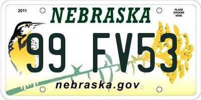 NE license plate 99FV53