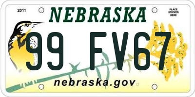 NE license plate 99FV67