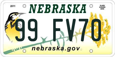 NE license plate 99FV70