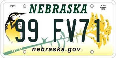 NE license plate 99FV71