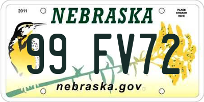 NE license plate 99FV72