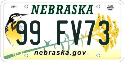 NE license plate 99FV73