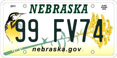 NE license plate 99FV74