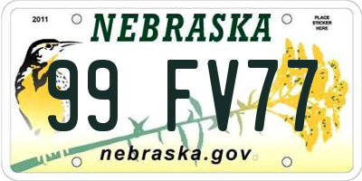 NE license plate 99FV77