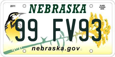 NE license plate 99FV93