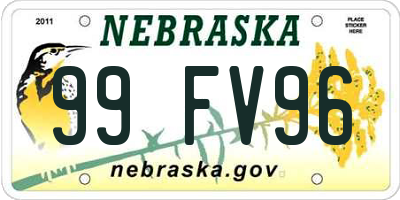 NE license plate 99FV96