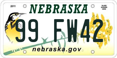 NE license plate 99FW42