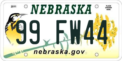 NE license plate 99FW44