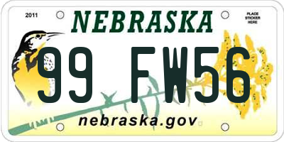 NE license plate 99FW56