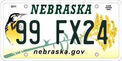NE license plate 99FX24