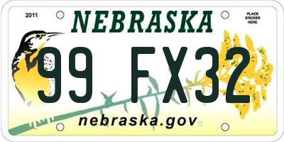 NE license plate 99FX32