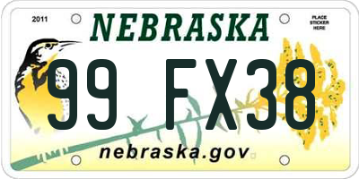 NE license plate 99FX38